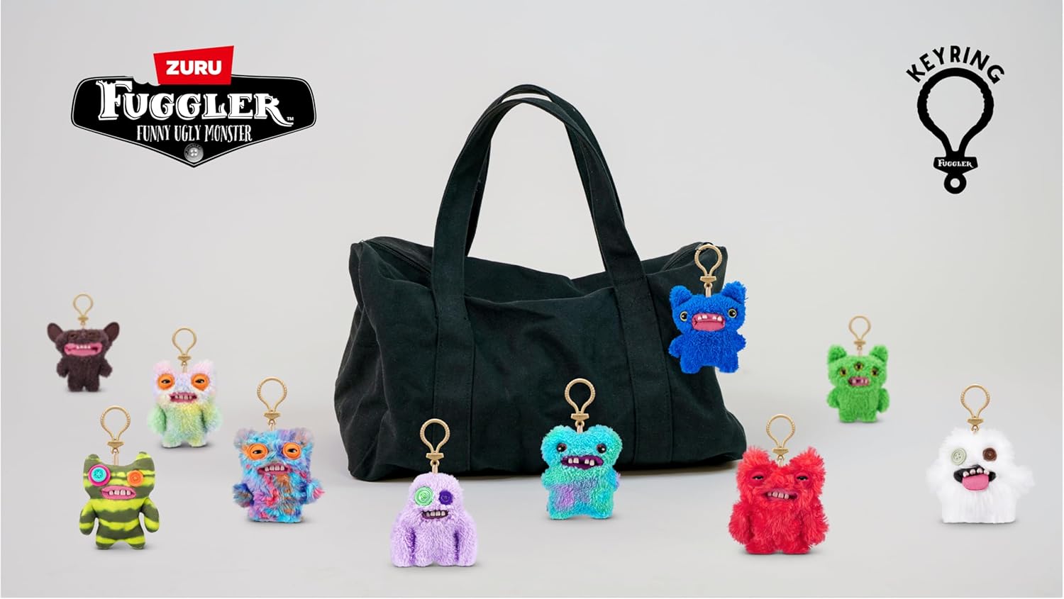 Fuggler Key Rings Series 3 by ZURU Funny Ugly Monster, Plush, Collectible, Toy (3 Pack)