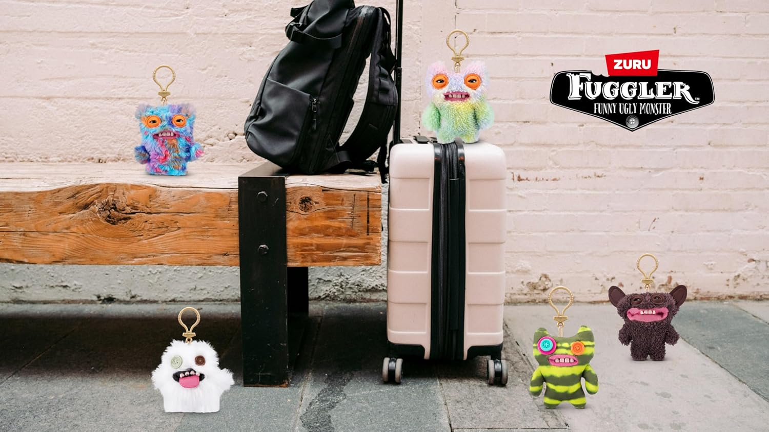 Fuggler Key Rings Series 3 by ZURU Funny Ugly Monster, Plush, Collectible, Toy (3 Pack)