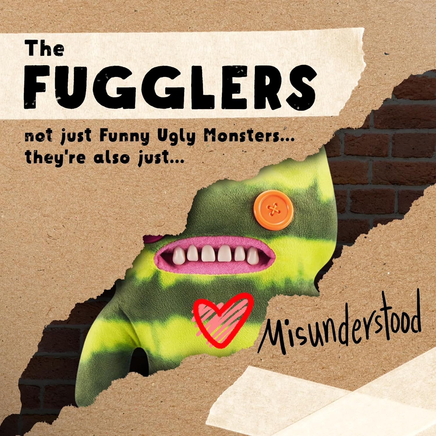 Fuggler Originals Funny Ugly Monster Stuffed 9 Inch Plush Toy, Laboratory Misfit Indecisive Monster